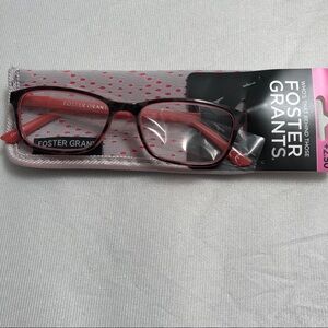Foster Grant Readers pink and black glasses
